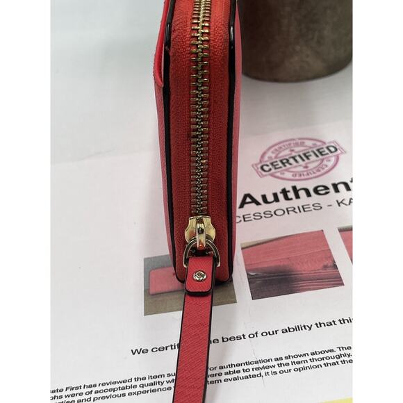 Authenticated Kate Spade New York Laurel Way Neda Accordion Zip Wallet Red Chili - Picture 4 of 12